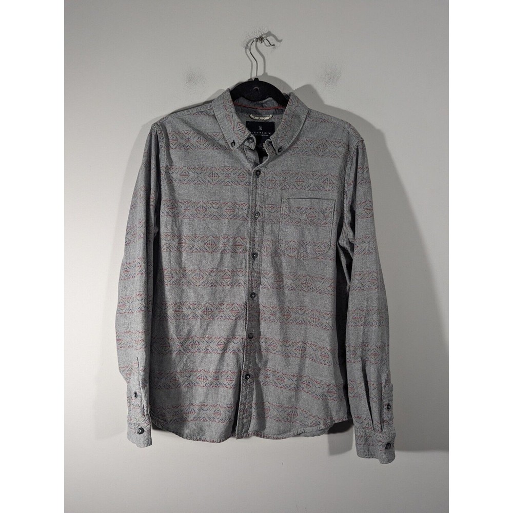 The Roark Revival Grey Western Button Down Long Sleeve‎ Shirt Men Size M